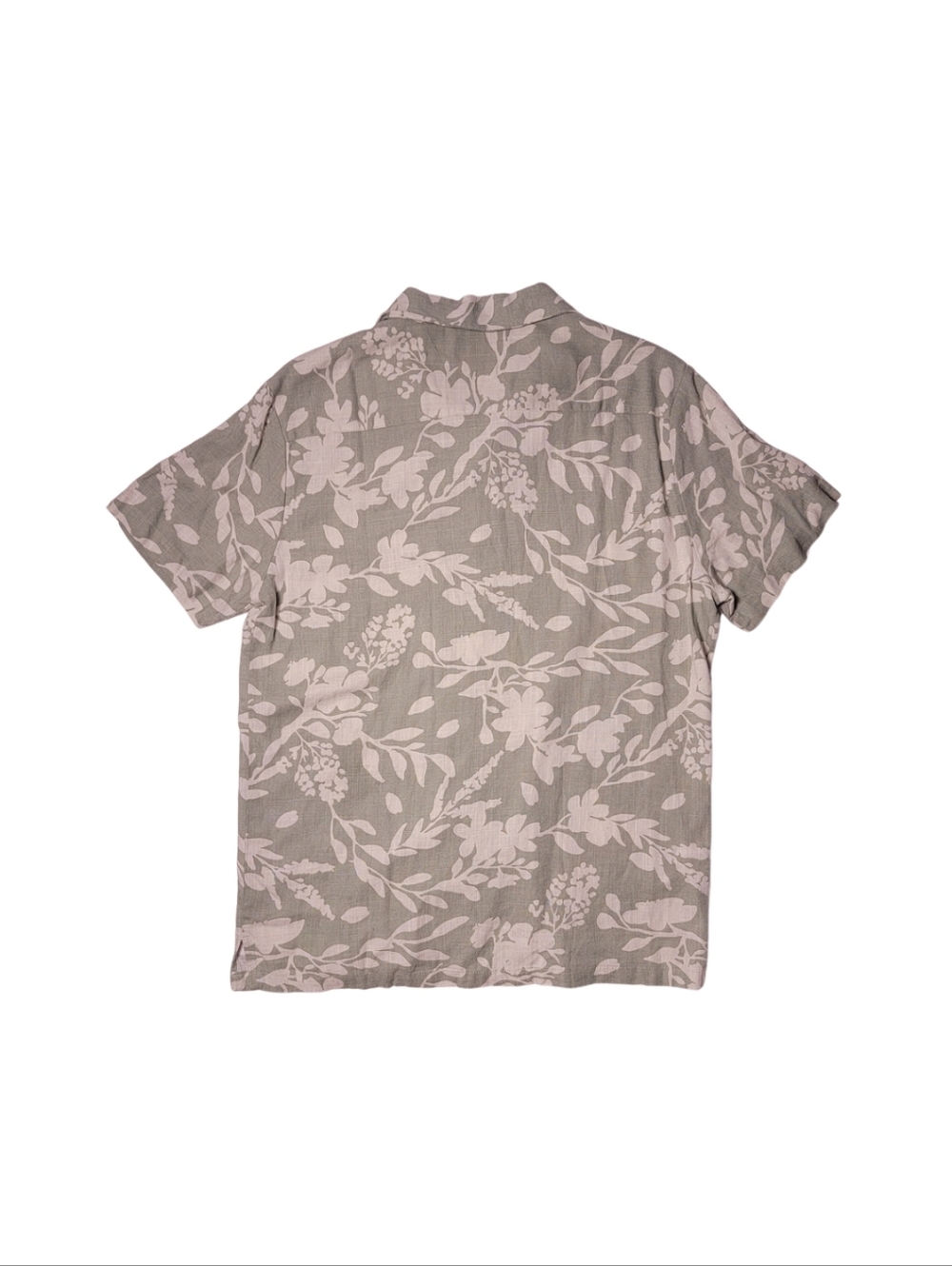 Porter & Ash Sage Green & Cream Floral Linen Blend Camp Shirt L​ - Picture 3 of 6